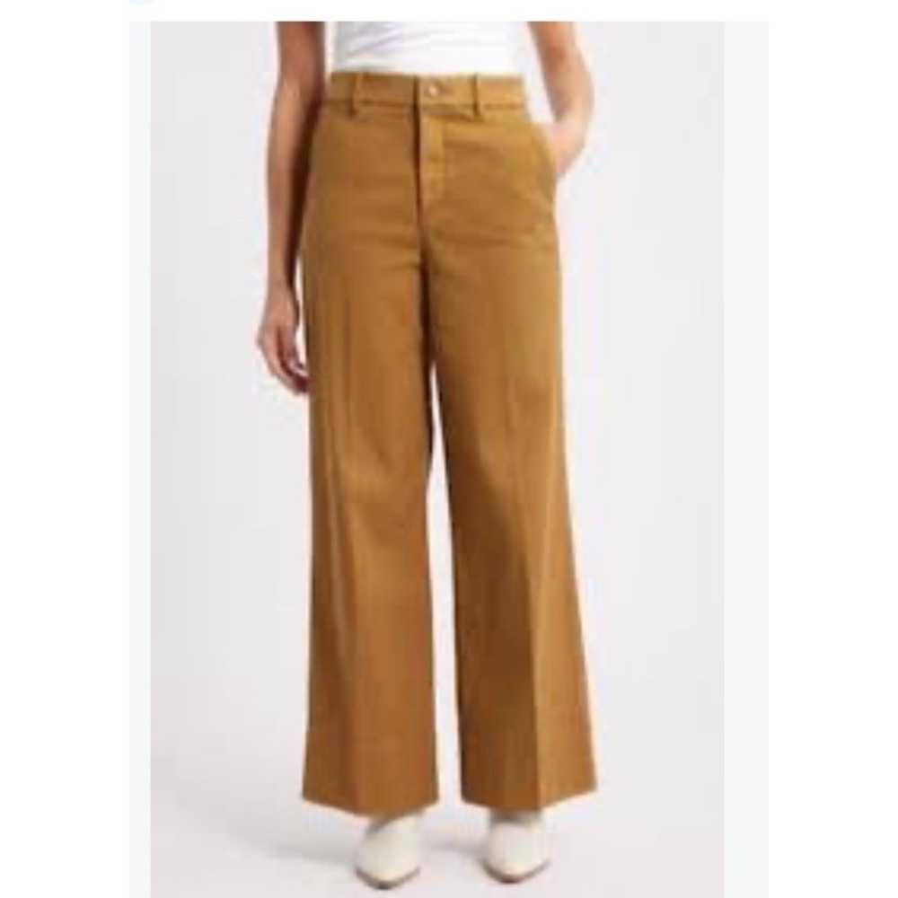 Spanx Women's Size Small Brown Stretch Twill High Rise Wide Leg Pants